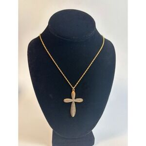 Necklace Crucifix Religious Mixed Tone Metals Christian Vintage Y2K Cross